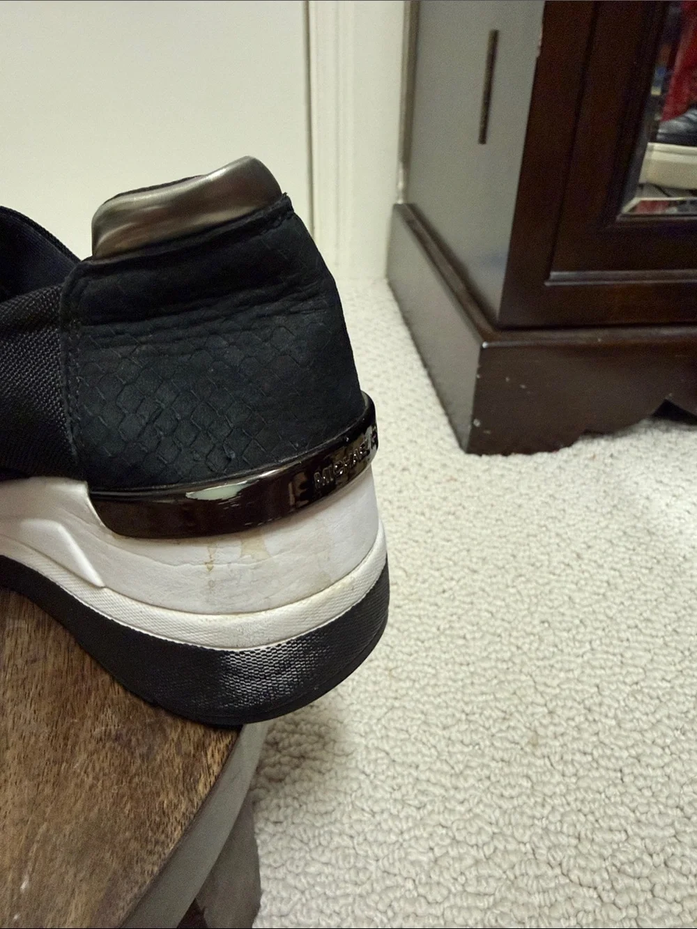 Michael Kors Black Slip-On Sneakers with Metallic Gold Heel